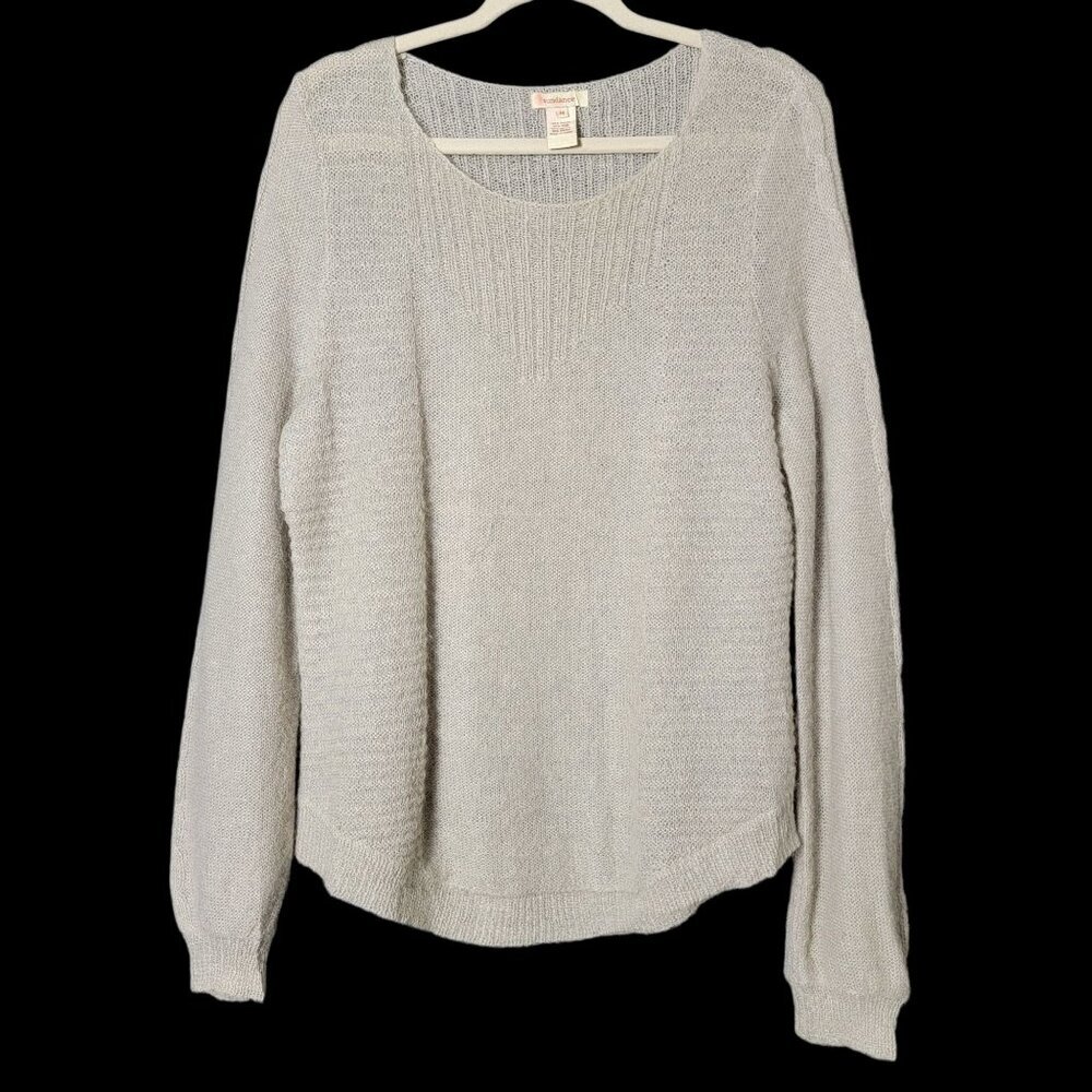 Sundance Womens Gray Mohair Wool Blend Lightweight Open Knit Sweater Medium